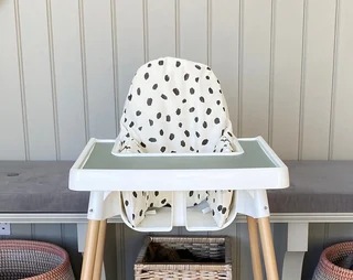 Polkadot White | Ikea Antilop High Chair Vegan Leather Cushion Cover 🄽🄴🅆
